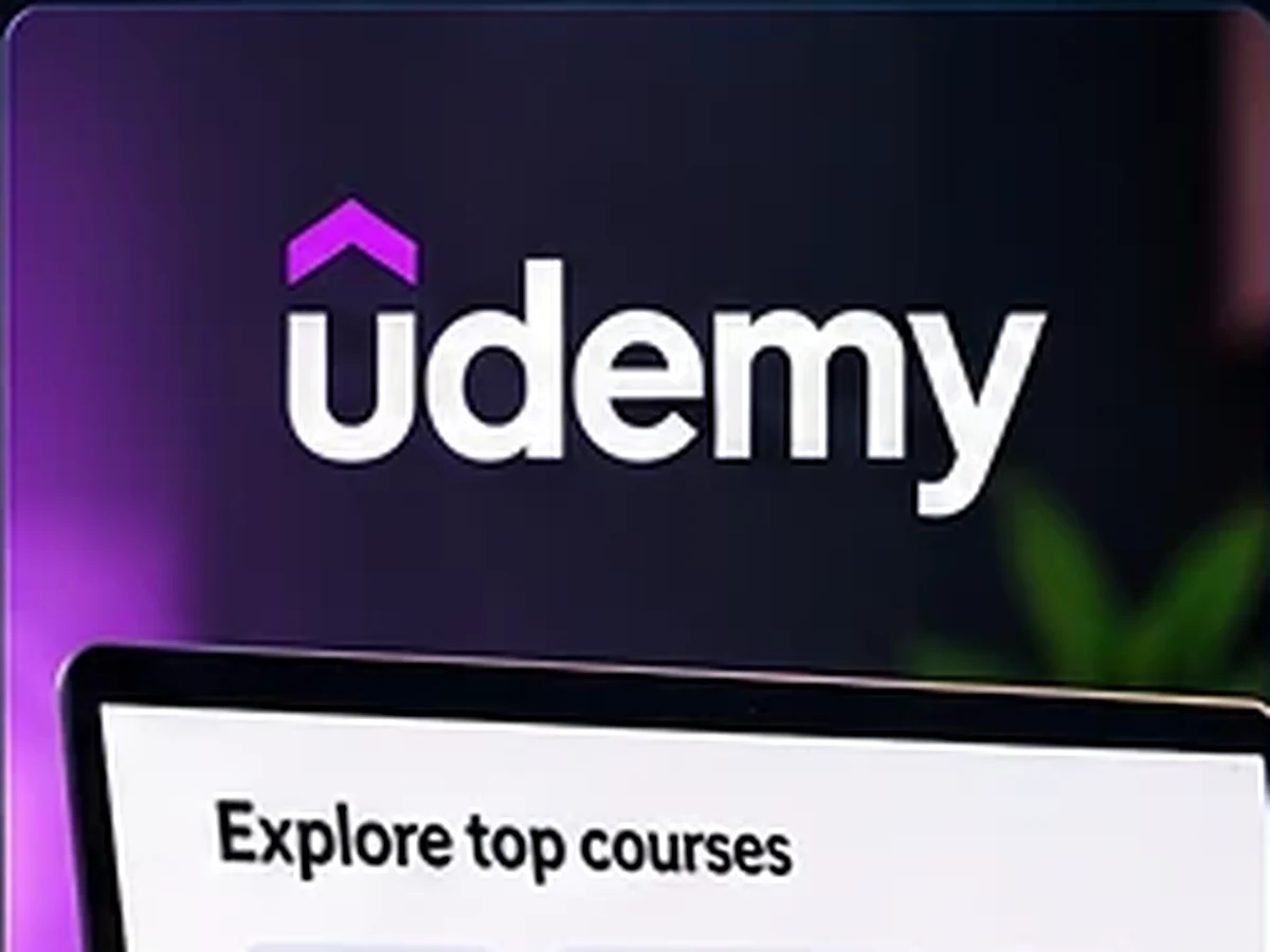 Udemy online courses shown on a laptop